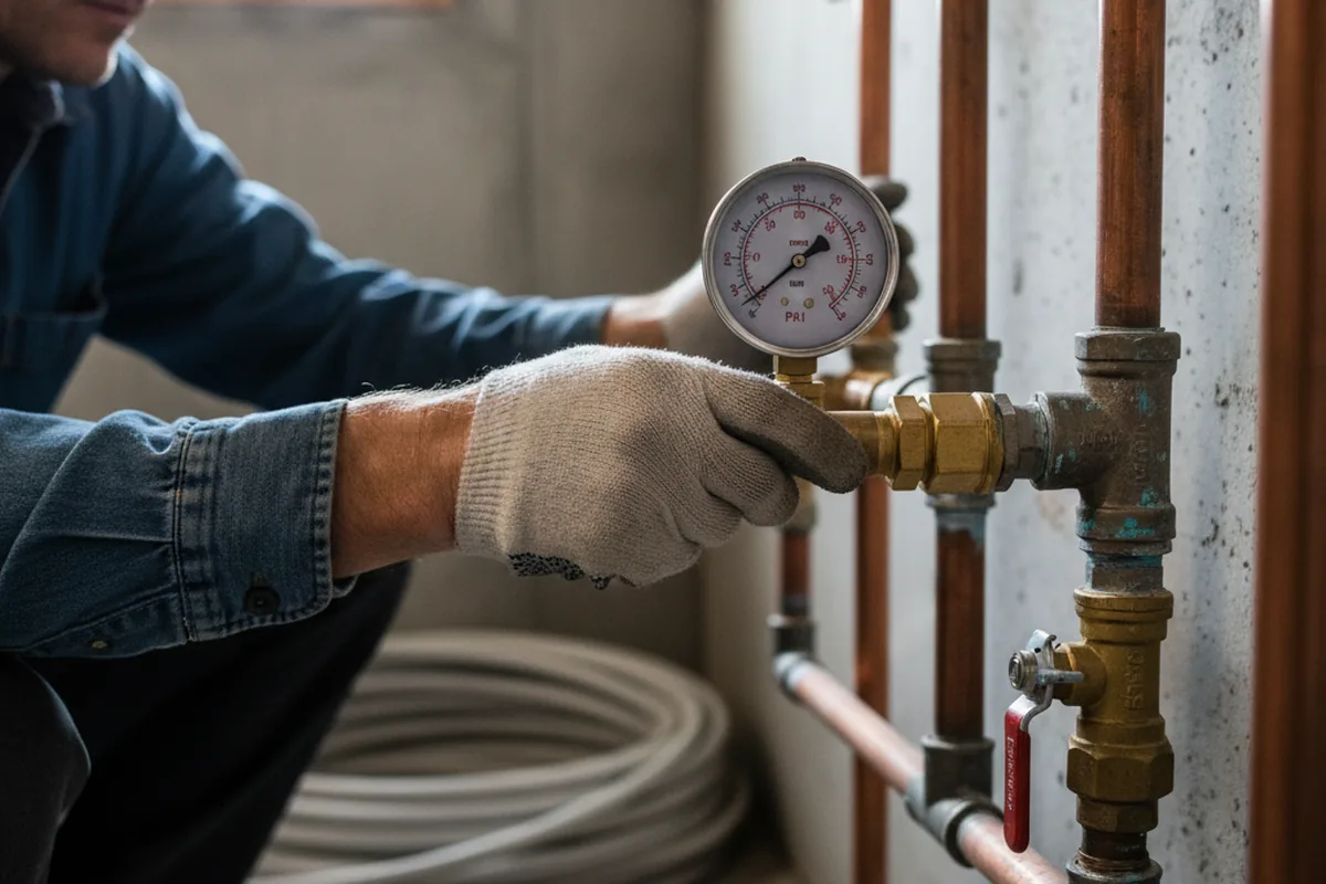 Pressure testing a repaired line during Water Line Repair in Leola